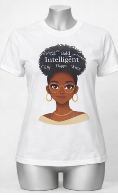 Smart Afro Queen Shirt – Intelligent Bold Witty Graphic Tee | Black Woman Empowerment Shirt | Natural Hair Pride Apparel