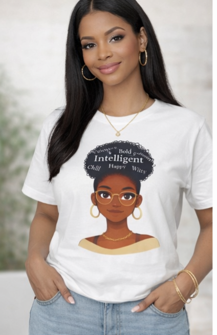 Smart Afro Queen Shirt – Intelligent Bold Witty Graphic Tee | Black Woman Empowerment Shirt | Natural Hair Pride Apparel