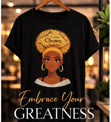 Chosen Queen Blonde Afro Shirt – Fearless Confident Favored Graphic Tee | Empowering Black Woman Shirt | Melanin Queen Apparel