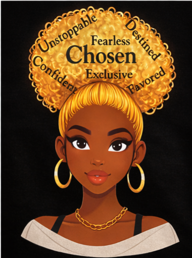 Chosen Queen Blonde Afro Shirt – Fearless Confident Favored Graphic Tee | Empowering Black Woman Shirt | Melanin Queen Apparel