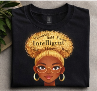 Intelligent Queen Blonde Afro Shirt – Smart Black Woman Graphic Tee | Bold Witty Happy Shirt | Melanin Empowerment Apparel