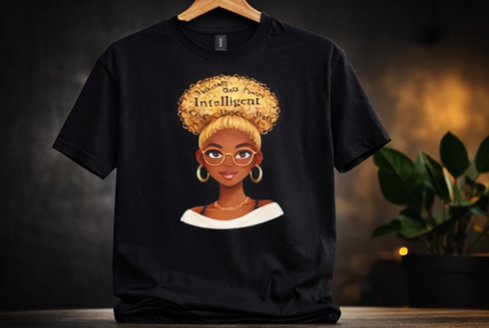 Intelligent Queen Blonde Afro Shirt – Smart Black Woman Graphic Tee | Bold Witty Happy Shirt | Melanin Empowerment Apparel