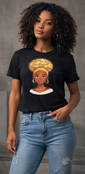 Intelligent Queen Blonde Afro Shirt – Smart Black Woman Graphic Tee | Bold Witty Happy Shirt | Melanin Empowerment Apparel