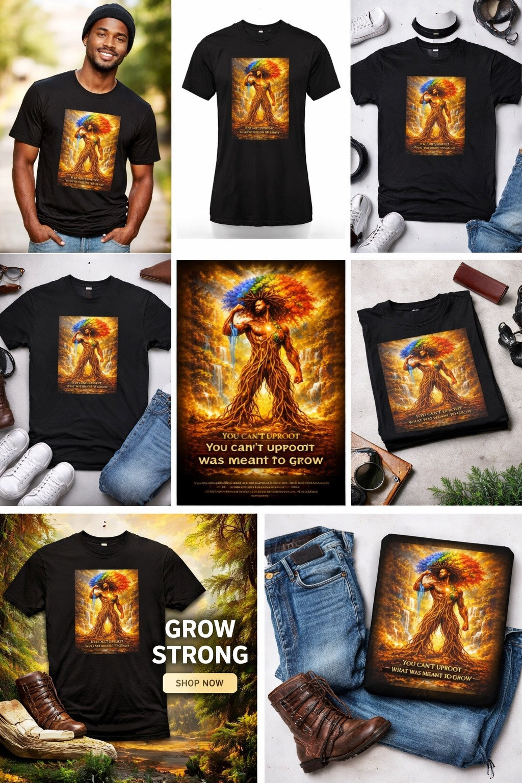 You Can’t Uproot What Was Meant to Grow Shirt, Motivational Graphic Tee, Inspirational Strength Shirt, Afrocentric Art T-Shirt, Growth Mindset Apparel Male Shirt