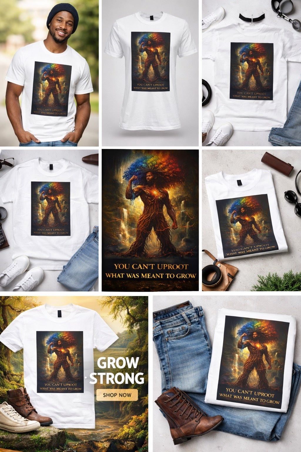 You Can’t Uproot What Was Meant to Grow Shirt, Motivational Graphic Tee, Inspirational Strength Shirt, Afrocentric Art T-Shirt, Growth Mindset Apparel Male Shirt