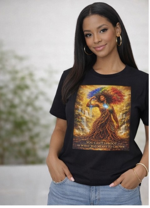 You Can’t Uproot What Was Meant to Grow Shirt, Empowerment T-Shirt, Inspirational Afro Art Tee, Growth Mindset Graphic Tee, Black Woman Art Shirt