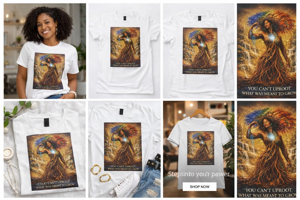 You Can’t Uproot What Was Meant to Grow Shirt, Empowerment T-Shirt, Inspirational Afro Art Tee, Growth Mindset Graphic Tee, Black Woman Art Shirt